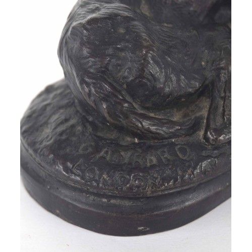 601 - Paul Joseph Raymond Gayrard (1807-1855) - bronze of a sleeping deerhound, inscribed 'Gayrard London ... 