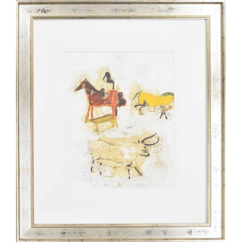 797 - Leo McDowell (20th century) - 'Caves, Riders and Animals', signed also inscribed with the artist's n... 