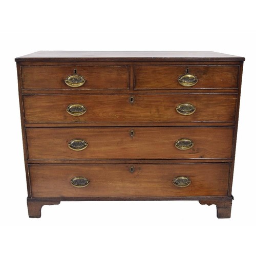 929 - 19th century mahogany chest of drawers, the cross banded top over two short and three long graduated... 