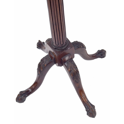 905 - Georgian style mahogany reeded torchere, raised on carved cabriole legs and claw feet, 9