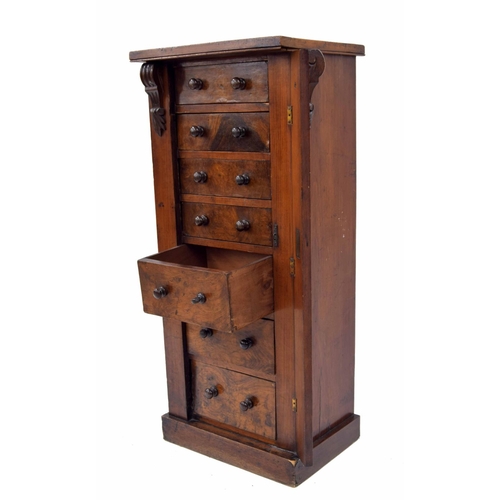 939 - Victorian walnut Wellington chest of drawers, with of seven graduated drawers upon a plinth base, 18... 