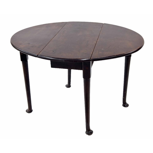 938 - Georgian mahogany pad-foot oval drop leaf gate leg table, 42