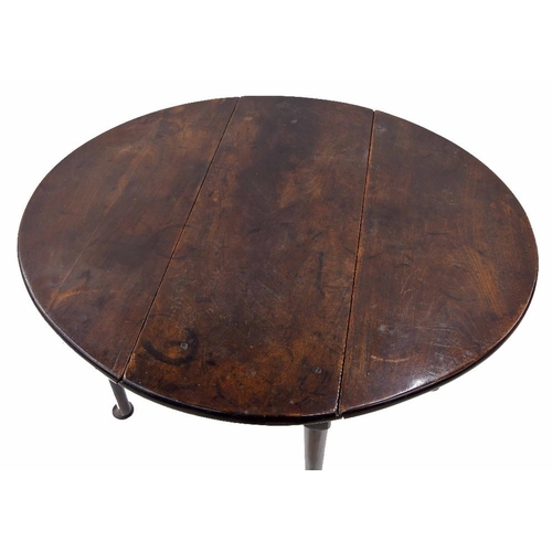 938 - Georgian mahogany pad-foot oval drop leaf gate leg table, 42