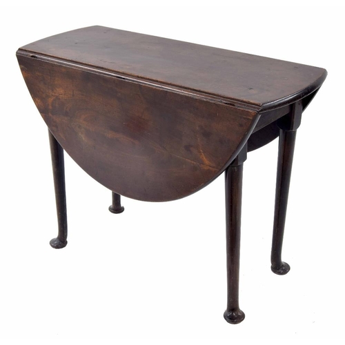 938 - Georgian mahogany pad-foot oval drop leaf gate leg table, 42