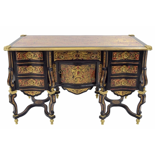 950 - Louis XVI Mazarin Boulle style desk, with scrolling inlaid top, sides and drawer fronts, the metal m... 