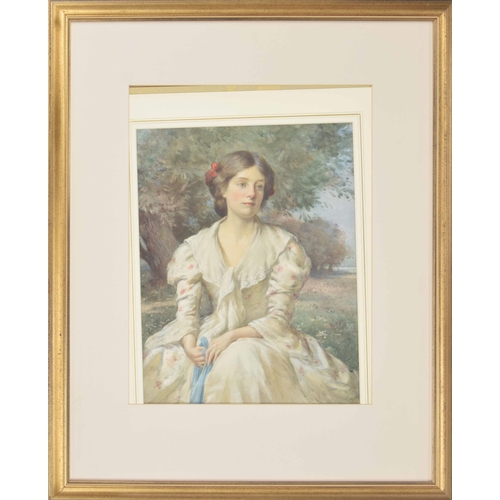 724 - William Kay Blacklock (1872-1924) - portrait of a young girl, seated three quarter length wearing a ... 