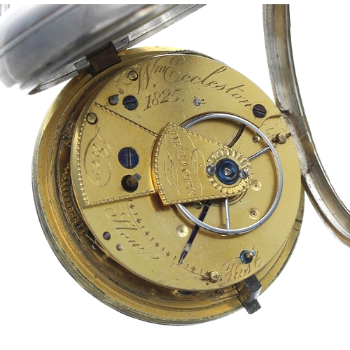 101 - George V silver detached lever pocket watch, London 1912, the fusee movement signed W'm Ecclestone, ... 