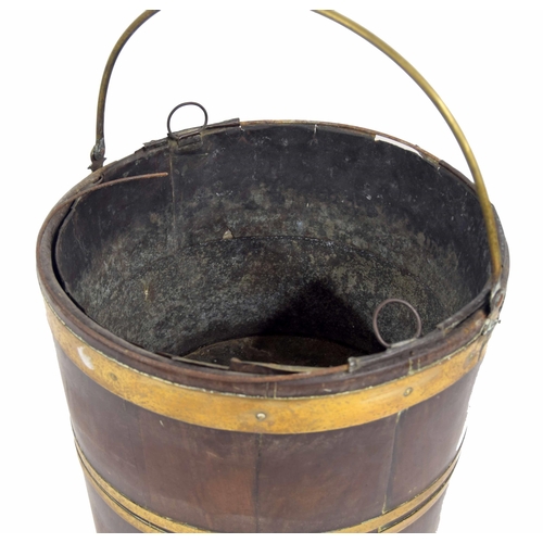 580 - Georgian mahogany and brass coopered peat bucket, 15