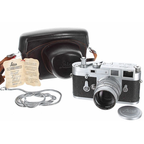 607 - Leica M3 rangefinder camera, serial no. 990 943,  with Summarit f=5cm 1:1.5 lens no. 1528879, with l... 