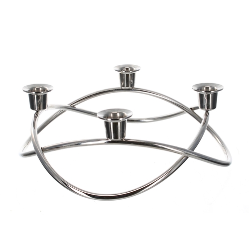 609 - Georg Jensen, Denmark stylised circular chrome candelabra, signed to the underside, 10