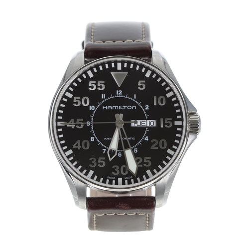 79 - Hamilton Khaki Pilot Day Date automatic stainless steel gentleman's wristwatch, reference no. H64715... 