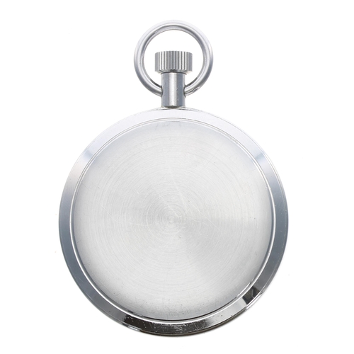 108 - Junghans chrome cased triple register pocket stopwatch, manual wind, 55mm diameter