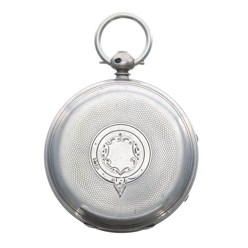 100B - Victorian silver fusee lever pocket watch, Chester 1872, unsigned movement, no. 8129, with engraved ... 