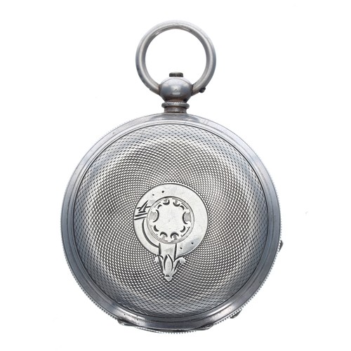 323 - Swiss silver (.935) lever pocket watch, circa 1880, unsigned three quarter plate movement, Roman num... 