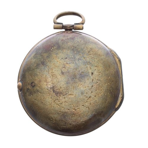 298 - English 18th century gilt metal verge pair cased pocket watch, the fusee movement signed Marm'd (Mar... 