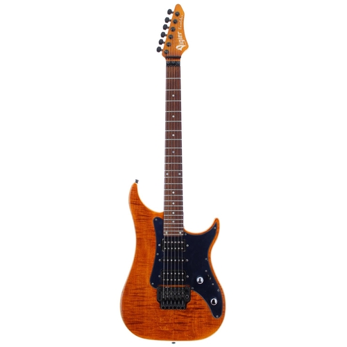 485 - Vigier Excalibur HSH electric guitar, made in France; Body: flame amber top, scratches and dings, fu... 