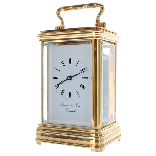 1210 - Contemporary Thwaites & Reed carriage clock timepiece, within a gorge style brass case, 6.25