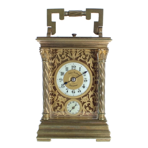 1215 - Small repeater carriage clock with alarm and striking on a gong, the 1.5