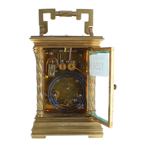 1215 - Small repeater carriage clock with alarm and striking on a gong, the 1.5