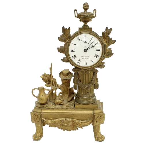 1395 - Rare small ormolu pillar mantel clock timepiece, the 2.25