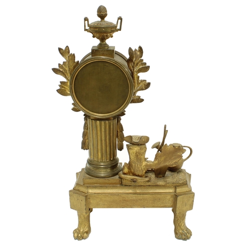 1395 - Rare small ormolu pillar mantel clock timepiece, the 2.25