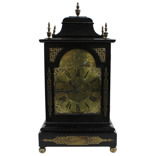 1510 - English ebonised double fusee bracket clock, the 8