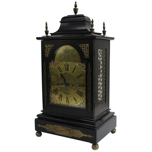 1510 - English ebonised double fusee bracket clock, the 8