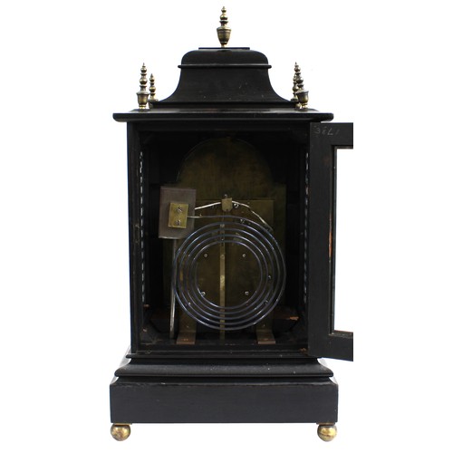 1510 - English ebonised double fusee bracket clock, the 8