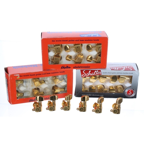 1102 - Two sets of Schaller three-a-side gold plated guitar tuners, boxed; together with two sets of Schall... 