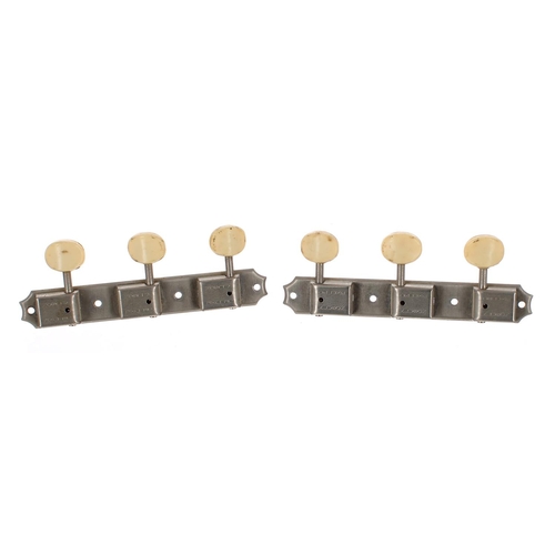 1106 - Set of vintage Kluson Deluxe double line three-a-side strip tuners with plastic buttons... 