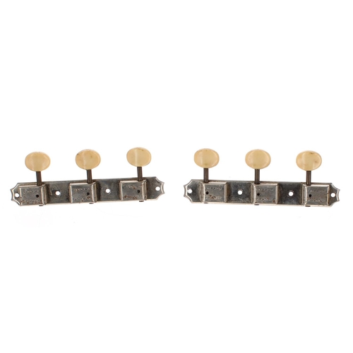 1107 - Set of 1960s Kluson Deluxe double line three-a-side strip tuners, with plastic buttons... 