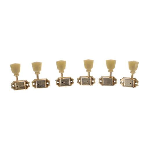 1110 - Set of six Kluson Deluxe single line single ring three-a-side gold plated guitar tuners... 