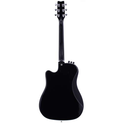 139 - Washburn SBF-24 electric acoustic hybrid guitar; Body: black finish, impact dent to front, further b... 