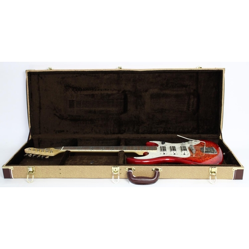 60 - Hutchins Fury electric guitar, made in China; Body: red paisley finish; Neck; maple; Fretboard: rose... 