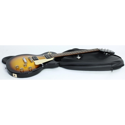 71 - 2012 Epiphone Les Paul 100 electric guitar, made in China; Body: tobacco sunburst finish; Neck: good... 