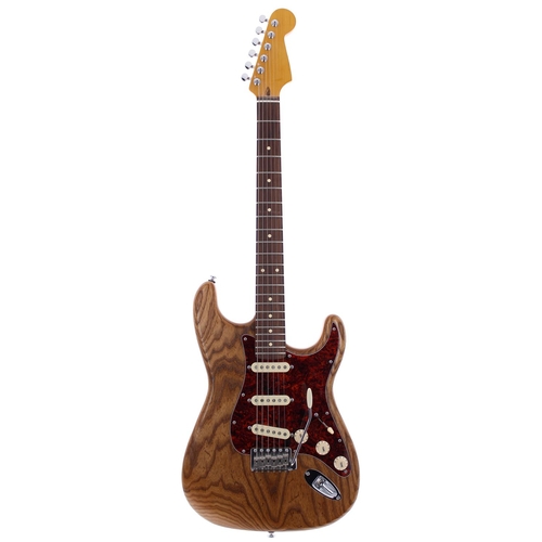 88 - Custom build S type electric guitar comprising single piece natural oiled ash body, rosewood board m... 