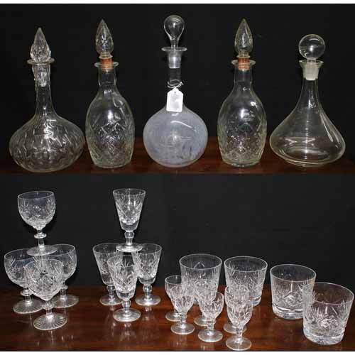 22 - Selection of assorted antique and later glassware to include pair of moulded glass decanter with sto... 