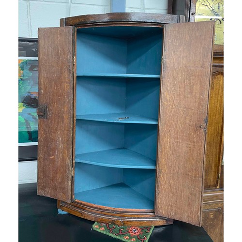 84 - 19th century oak bow fronted hanging corner cupboard, 23