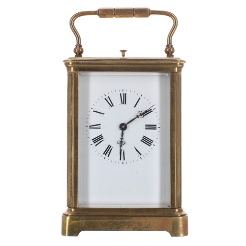 1204 - Grande Sonnerie carriage clock striking on a gong, fitted with a selection lever beneath the base, w... 