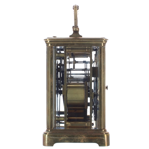 1204 - Grande Sonnerie carriage clock striking on a gong, fitted with a selection lever beneath the base, w... 