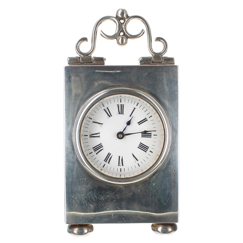 1302 - Victorian miniature silver cased carriage clock timepiece, the French movement with fixed key wind, ... 