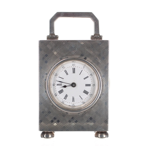 1310 - Edwardian miniature silver cased carriage clock timepiece with eight day lever escapement, hallmarke... 