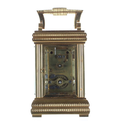 1311 - Fine Drocourt miniature carriage clock timepiece, the movement back plate stamped with the makers tr... 