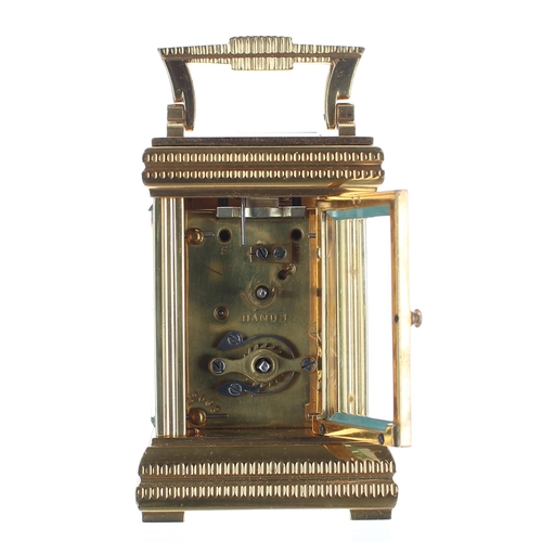 1311 - Fine Drocourt miniature carriage clock timepiece, the movement back plate stamped with the makers tr... 