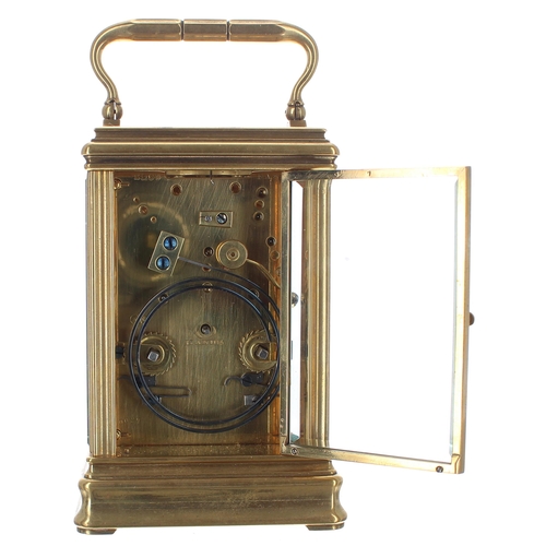 1321 - Drocourt repeater carriage clock striking on a gong, the movement back plate stamped with the maker'... 