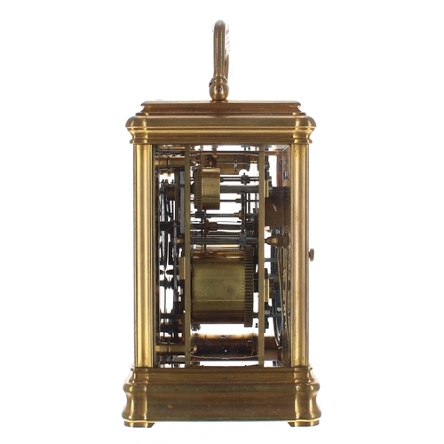 1328 - Charles Frodsham repeater carriage clock with alarm, the movement striking on a gong and signed Chas... 