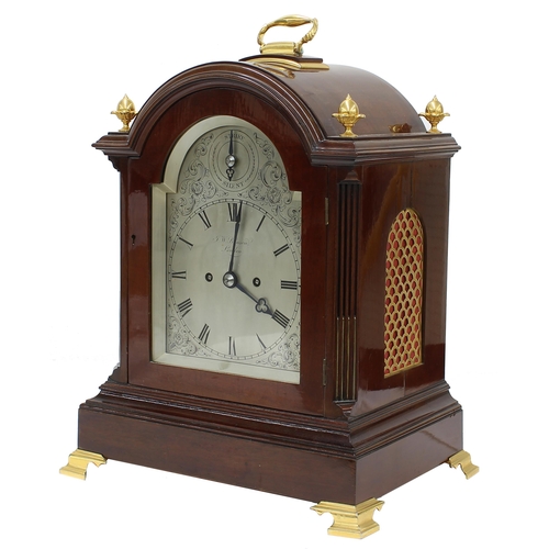 1335 - Good English mahogany double fusee bracket clock, the movement back plate signed J.W. Benson, Ludgat... 