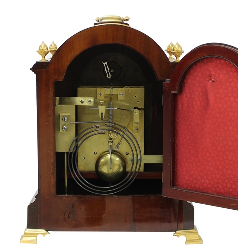 1335 - Good English mahogany double fusee bracket clock, the movement back plate signed J.W. Benson, Ludgat... 