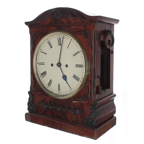 1336 - Mahogany double fusee bracket clock, the movement with locking pendulum, the 8