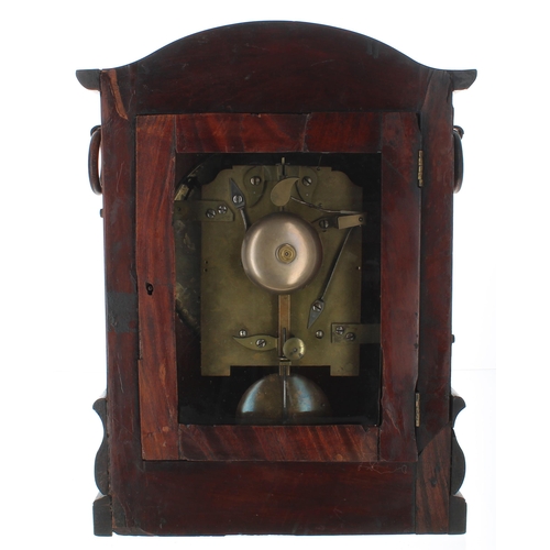 1336 - Mahogany double fusee bracket clock, the movement with locking pendulum, the 8